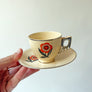 Vintage Mayfair Art Deco Floral Ceramic Cups & Saucers by Leigh Potters Made in the USA (set of 20)