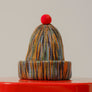 Multi Color Beanie with Pom Pom 100% Wool