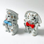 Vintage Cat and Dog in Bows Ceramic Figurines