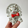 Vintage Cat and Dog in Bows Ceramic Figurines