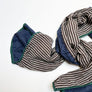 PATCH NYC Deep Blue with Brown Stripe Mixed Fabric Scarf