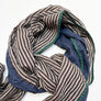PATCH NYC Deep Blue with Brown Stripe Mixed Fabric Scarf