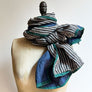 PATCH NYC Deep Blue with Brown Stripe Mixed Fabric Scarf