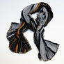 Grey/Black Stripe & Brick Red/Black/Yellow Stripe Wide Linen Scarf