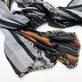 Grey/Black Stripe & Brick Red/Black/Yellow Stripe Wide Linen Scarf