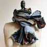 Grey/Black Stripe & Brick Red/Black/Yellow Stripe Wide Linen Scarf
