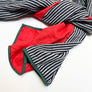 Red & Navy Stripe Wide Linen Scarf