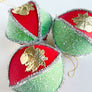 PATCH NYC Two Tone Paper Mache Ornament with Gold Foil Dresden: Yuletide Bells