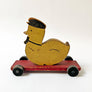 Vintage Wood Duck in a Cap on Wheels