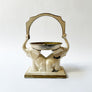 Vintage Art Deco Double Elephant Metal Dish Stand with Handle