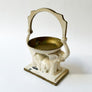 Vintage Art Deco Double Elephant Metal Dish Stand with Handle