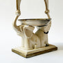 Vintage Art Deco Double Elephant Metal Dish Stand with Handle