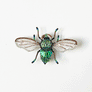 Beaded Emerald Bee Embroidered Pin by Trovelore