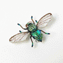 Beaded Emerald Bee Embroidered Pin by Trovelore