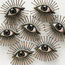 Beaded Radiant Brown Eye Embroidered Pin by Trovelore