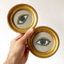 Don Carney Pair of Blue Eyes - Art Prints in Vintage Gold Leaf Round Frames
