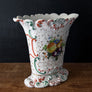 Vintage Ceramic Vase with Floral and Fruit Decorations