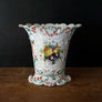 Vintage Ceramic Vase with Floral and Fruit Decorations