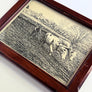 Farmer & Plow with Oxen in the Field - Original Signed Ink Drawing in Vintage Frame