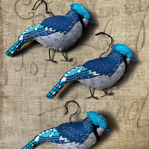 Stitched & Embroidered Felt Blue Jay Bird