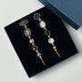 Five Charm Victorian Drop Earrings Black