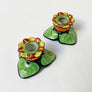 Vintage Hand Painted Floral Ceramic Candle Holders Made in Japan (Set of 2)