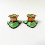 Vintage Hand Painted Floral Ceramic Candle Holders Made in Japan (Set of 2)