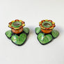 Vintage Hand Painted Floral Ceramic Candle Holders Made in Japan (Set of 2)