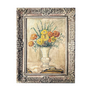 Vintage Still Life with Flowers Original Painting on Board in Ornate Frame