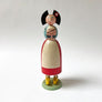 Vintage Wood French Lady Coin Bank Figurine Made in France