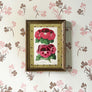 Geramums (geraniums) - Original Hand-Colored Lithograph in Vintage Frame