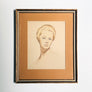 Original 1948 Watercolor Portrait of a Glamorous Woman in Wood Frame