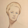 Original 1948 Watercolor Portrait of a Glamorous Woman in Wood Frame