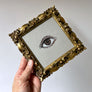 Don Carney Pair of Brown Eyes Art Prints in Vintage Gold Tone Carved Wood Frames