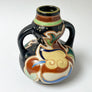 Vintage Deco Ceramic Vase with Double Handles Made in Japan