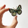 Beaded Lime Green Butterfly Embroidered Pin by Trovelore