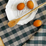 Big Check Linen Tea Towel in Forest Green