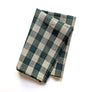 Big Check Linen Tea Towel in Forest Green