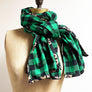 Green & Black Check Flannel Scarf