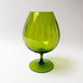 Vintage Midcentury Olive Green Glass Footed Bowl