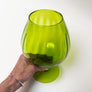 Vintage Midcentury Olive Green Glass Footed Bowl