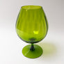 Vintage Midcentury Olive Green Glass Footed Bowl