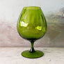 Vintage Midcentury Olive Green Glass Footed Bowl