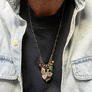 Treasure Necklace: Green Glass Gem Drop