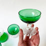 Vintage Drinking Glasses Green & Clear (Set of 4)