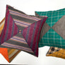 Triangle Patchwork Linen Decorative Pillow: Teal