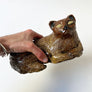 Vintage Reclining Cat Hand Built Ceramic Sculpture