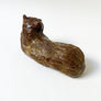 Vintage Reclining Cat Hand Built Ceramic Sculpture