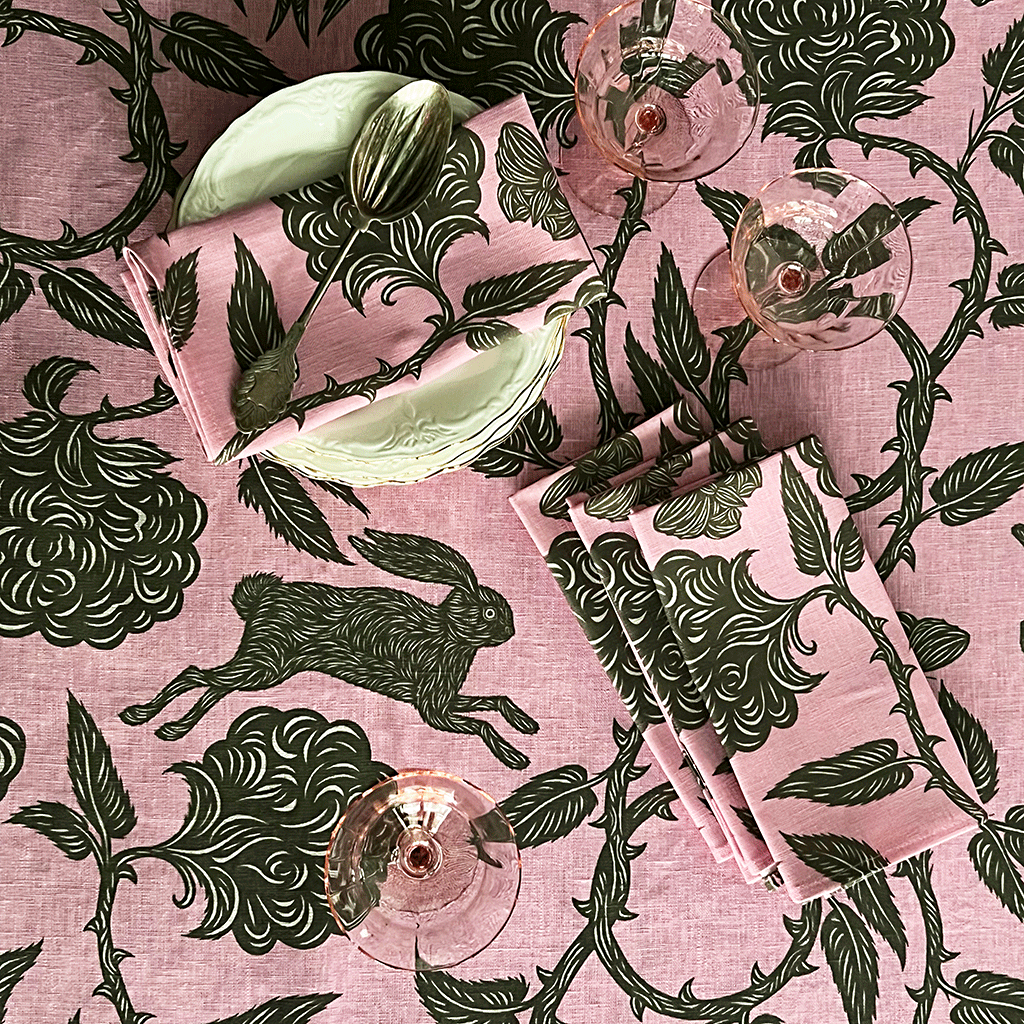 PATCH NYC Hawthorn Garden Peony Linen Tablecloth