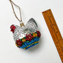 French Hen in a Basket Glass Ornament